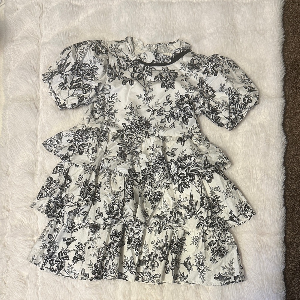 Janie and Jack Black and White Floral Dress